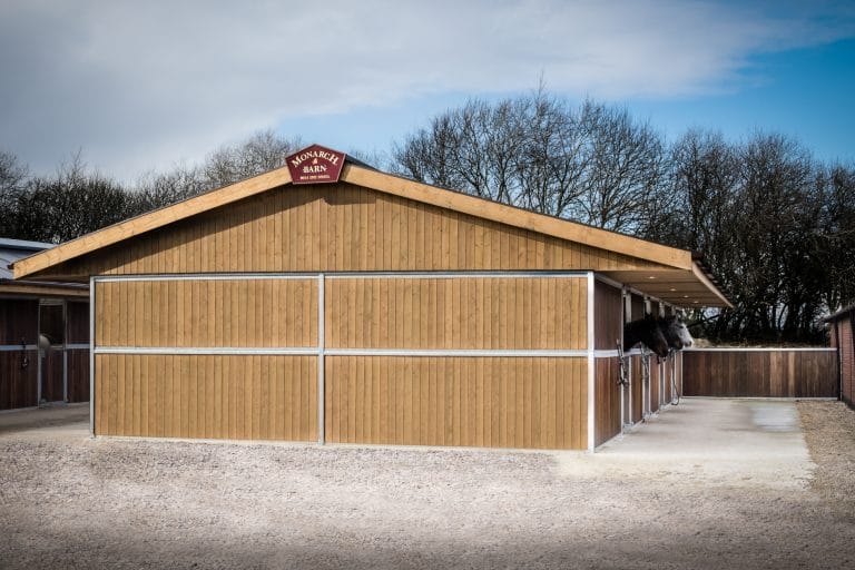 Monarch Back-to-back barn with fully boarded fronts with bottom swinging doors